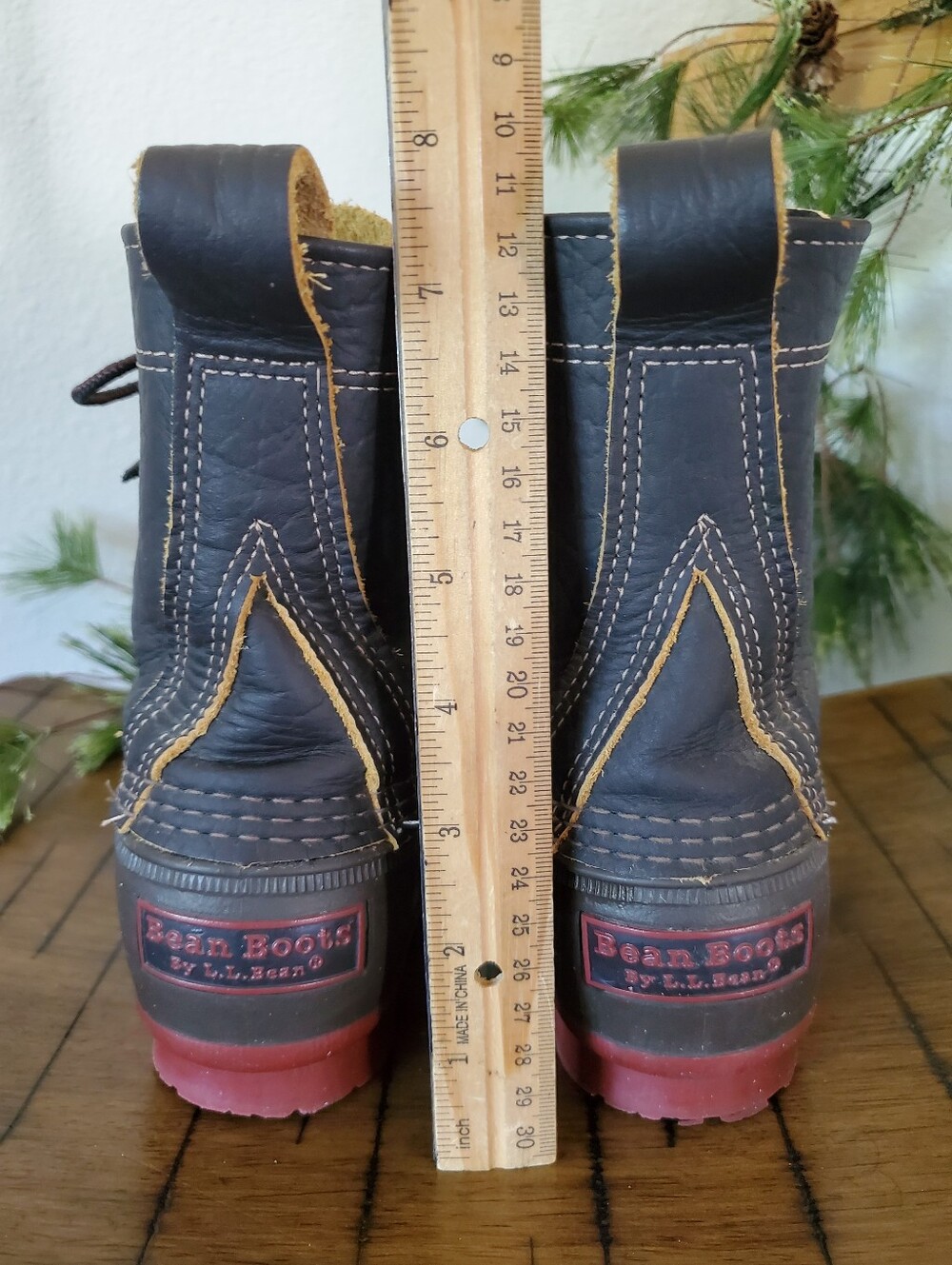 L.L.Bean 8" Bison Leather Duck Boots with Brick Red Rubber Soles Gorpcore Preppy - Picture 6 of 16